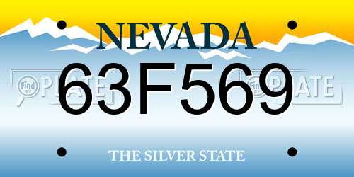 63F569 Nevada License Plate