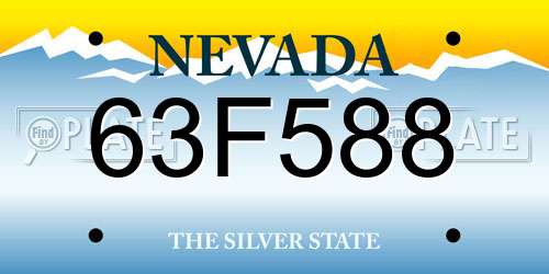 63F588 Nevada License Plate