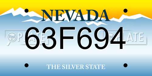 63F694 Nevada License Plate
