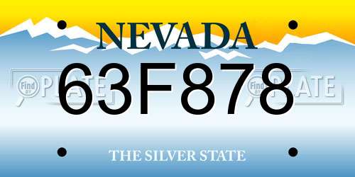 63F878 Nevada License Plate