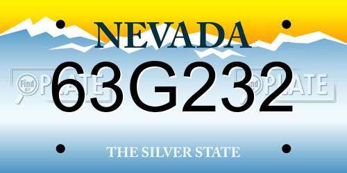 63G232 Nevada License Plate
