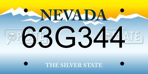 63G344 Nevada License Plate