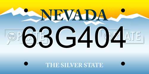 63G404 Nevada License Plate