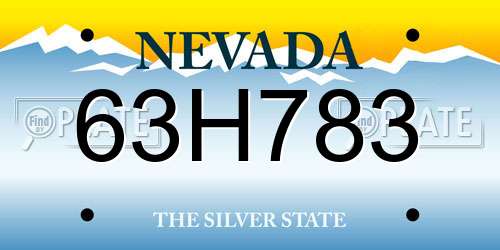 63H783 Nevada License Plate