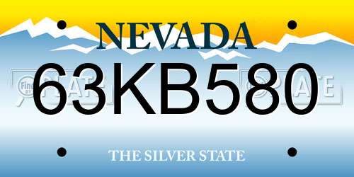 63KB580 Nevada License Plate