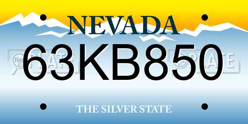 63KB850 Nevada License Plate