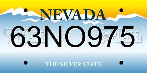 63NO975 Nevada License Plate