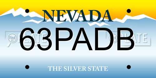 63PADB Nevada License Plate