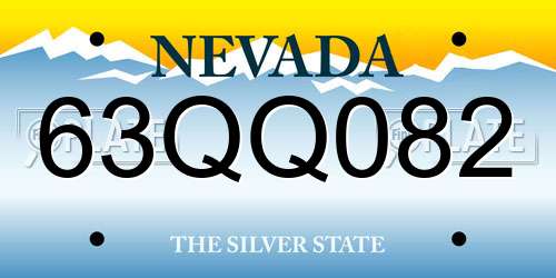 63QQ082 Nevada License Plate