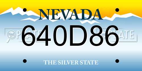 640D86 Nevada License Plate