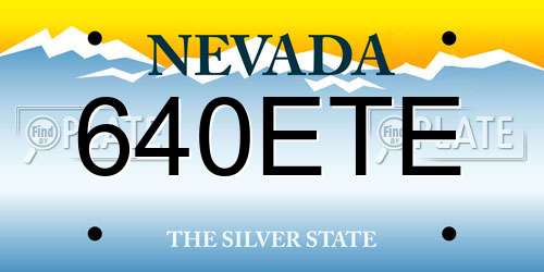 640ETE Nevada License Plate
