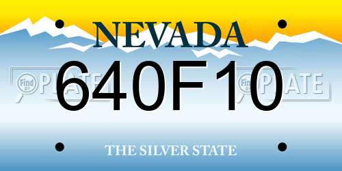 640F10 Nevada License Plate