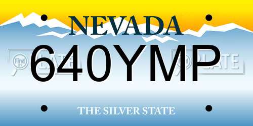 640YMP Nevada License Plate