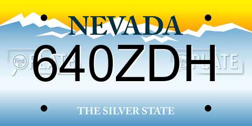 640ZDH Nevada License Plate