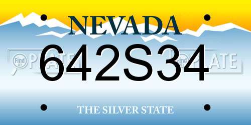642S34 Nevada License Plate