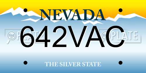642VAC Nevada License Plate