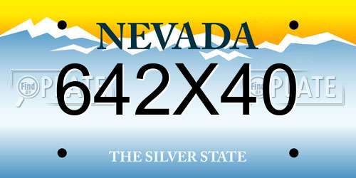 642X40 Nevada License Plate
