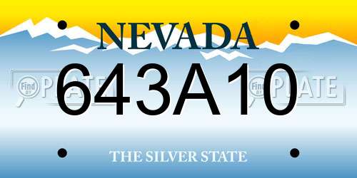 643A10 Nevada License Plate