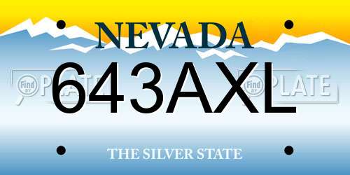 643AXL Nevada License Plate