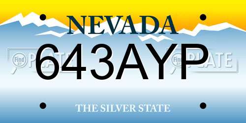 643AYP Nevada License Plate
