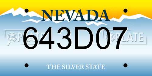 643D07 Nevada License Plate