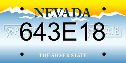 643E18 Nevada License Plate