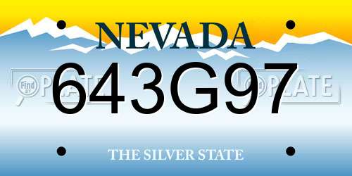 643G97 Nevada License Plate