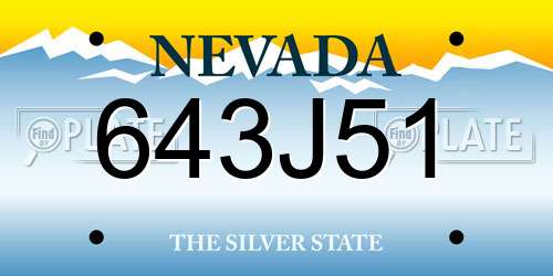 643J51 Nevada License Plate