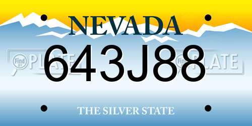 643J88 Nevada License Plate