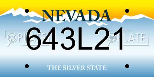 643L21 Nevada License Plate