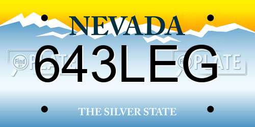 643LEG Nevada License Plate