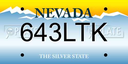 643LTK Nevada License Plate