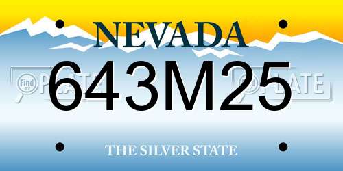 643M25 Nevada License Plate