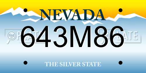 643M86 Nevada License Plate
