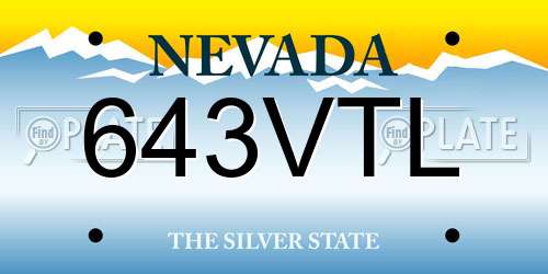 643VTL Nevada License Plate