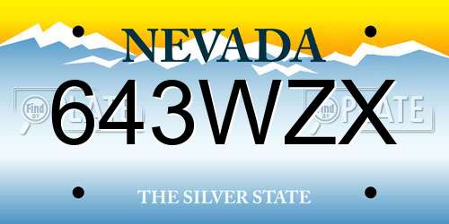 643WZX Nevada License Plate