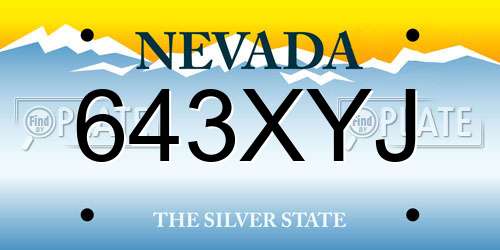 643XYJ Nevada License Plate