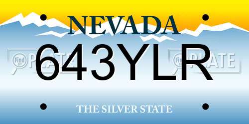643YLR Nevada License Plate
