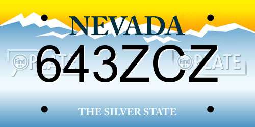 643ZCZ Nevada License Plate