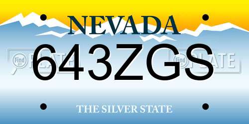 643ZGS Nevada License Plate