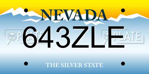 643ZLE Nevada License Plate