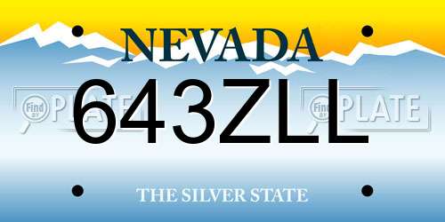 643ZLL Nevada License Plate