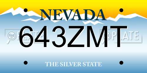 643ZMT Nevada License Plate