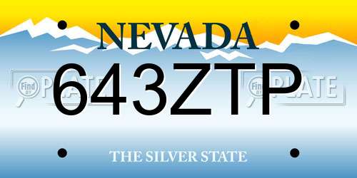 643ZTP Nevada License Plate