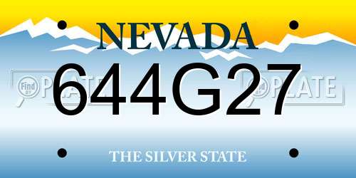 644G27 Nevada License Plate