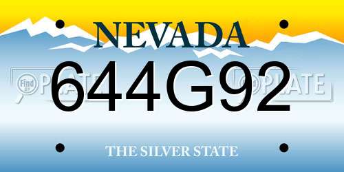 644G92 Nevada License Plate