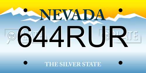 644RUR Nevada License Plate