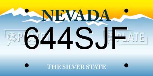 644SJF Nevada License Plate