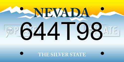 644T98 Nevada License Plate