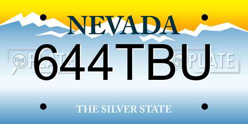 644TBU Nevada License Plate